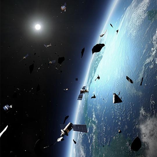 Debris in space, posing a risk to safe, 可持续发展的 use of low earth orbit (LEO)